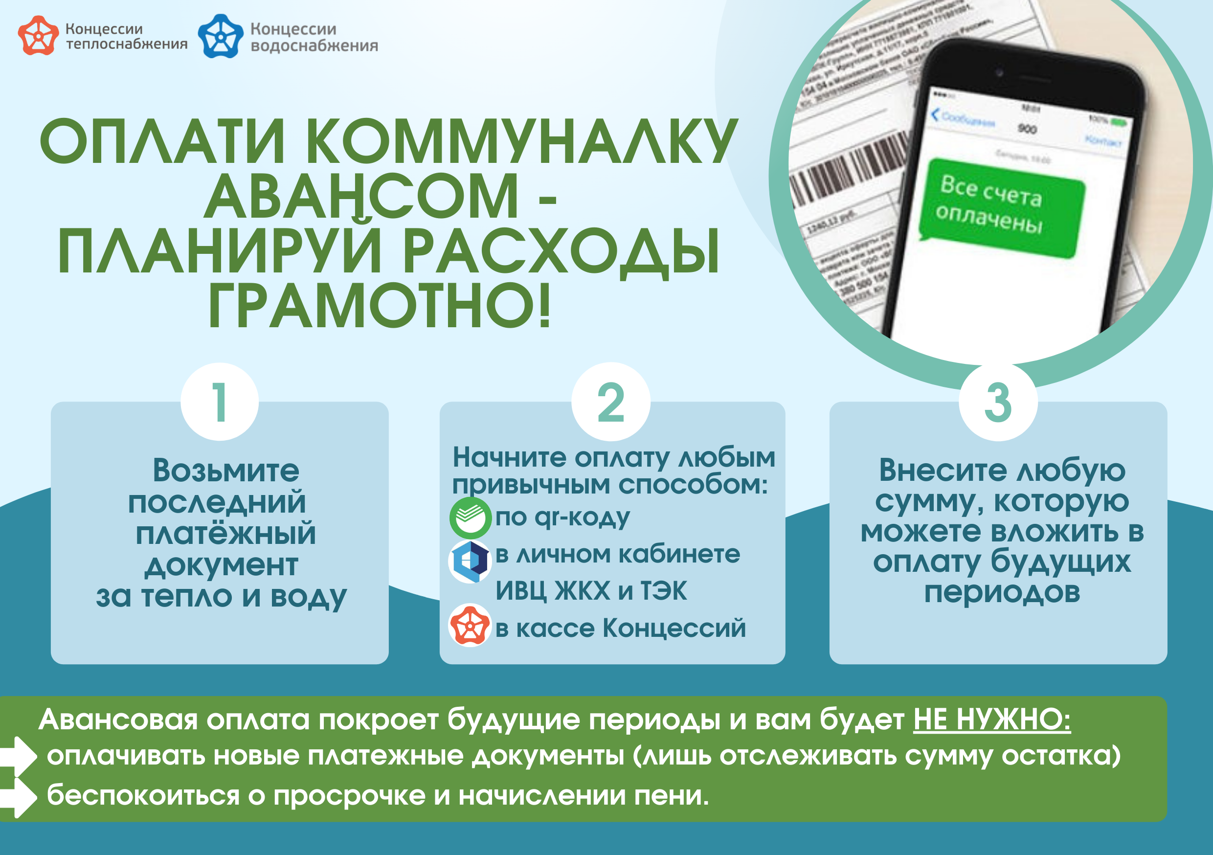 Концессии запустили акцию, позволяющую спланировать расходы — ООО «Концессии  теплоснабжения»